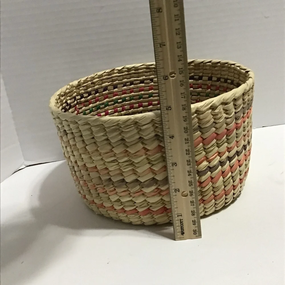 Vintage Native American Decorative Hand Woven Round Basket with Lid‎ BoHo